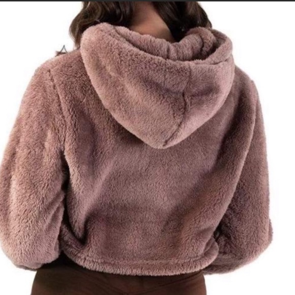 NWOT Balance Athletica Crop Sherpa Hoodie | XS | Brown - Picture 2 of 5